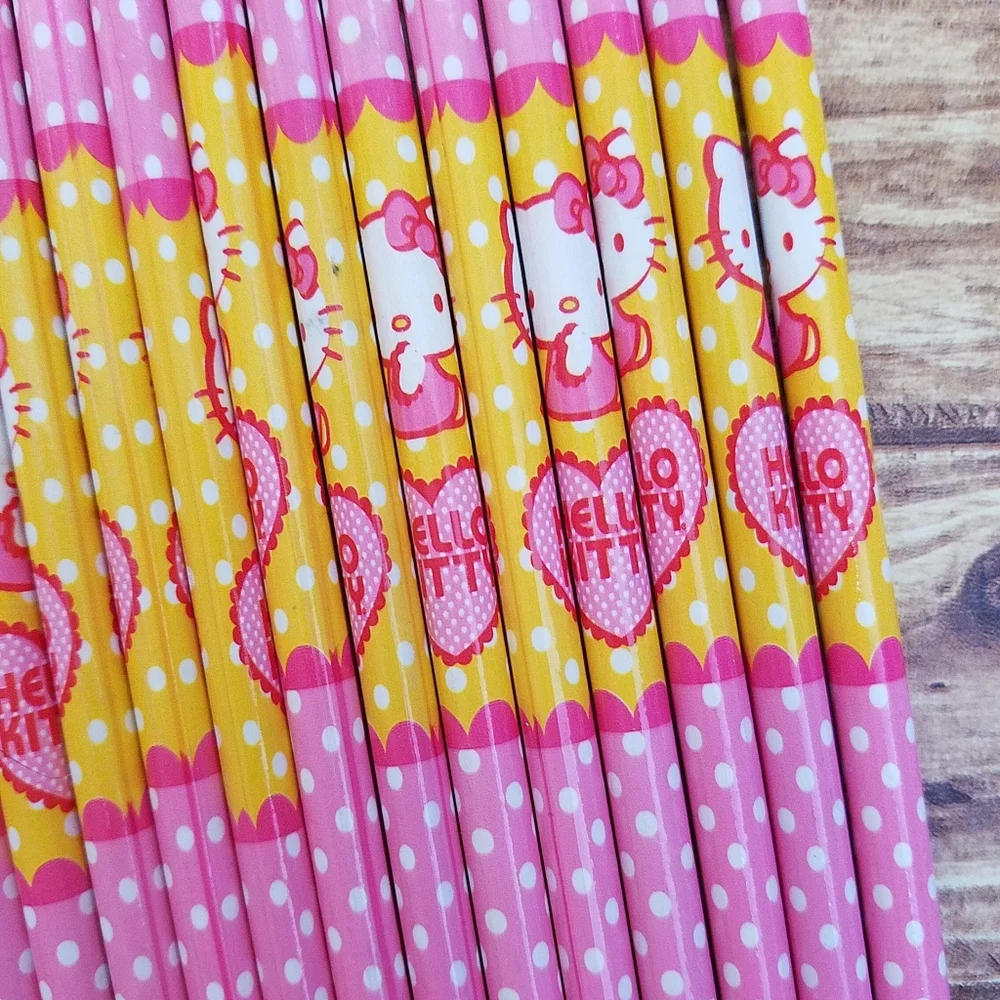 Hello Kitty Pink Wood Pencil Set Lot Sanrio